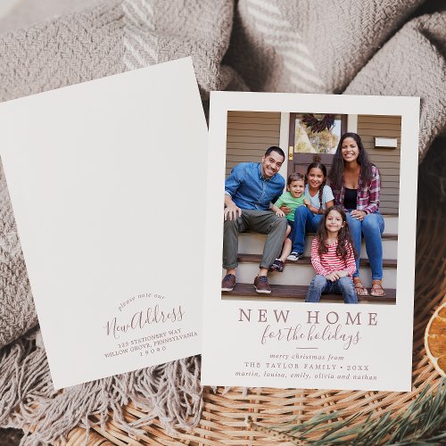Minimal Rose Gold New Home For The Holidays Photo Holiday Card