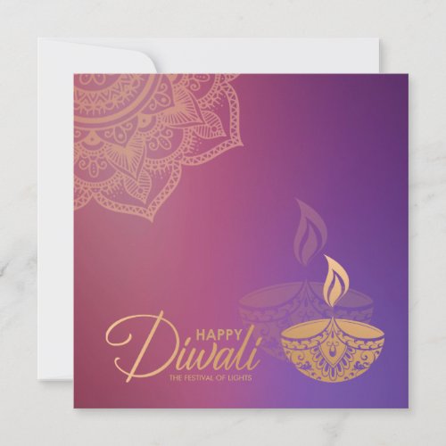 Minimal Rose gold ornament Happy Diwali  Card