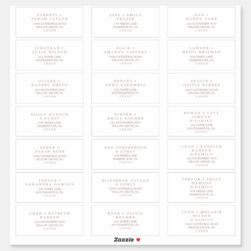 Minimal Rose Gold Typography Guest Address Labels