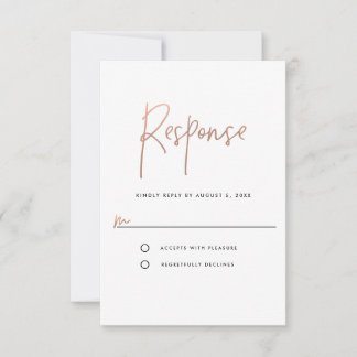 Minimal Rose Gold Typography RSVP Card