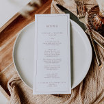Minimal Rose Gold Typography Wedding Dinner Menu<br><div class="desc">This minimal rose gold typography wedding dinner menu card is perfect for a simple wedding. The modern romantic design features classic rose gold and white typography. Customizable in any color. Keep the design simple and elegant, as is, or personalize it by adding your own graphics and artwork. This menu can...</div>