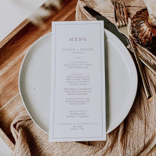 Minimal Rose Gold Typography Wedding Dinner Menu