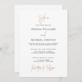 Minimal Rose Gold Typography Wedding Invitation (Front/Back)