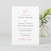 Minimal Rose Gold Typography Wedding Invitation (Standing Front)