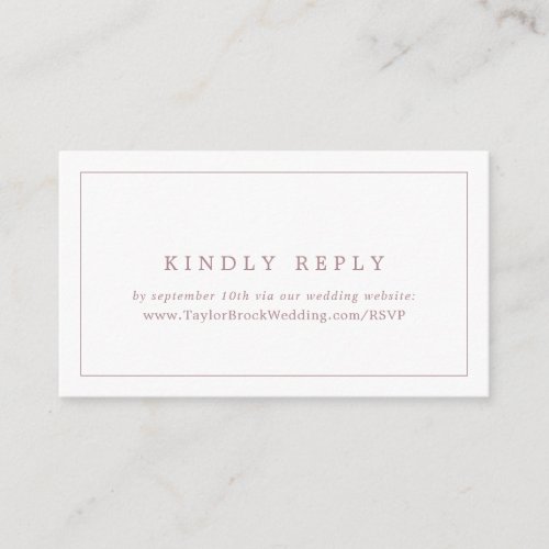 Minimal Rose Gold Typography Wedding Website RSVP Enclosure Card
