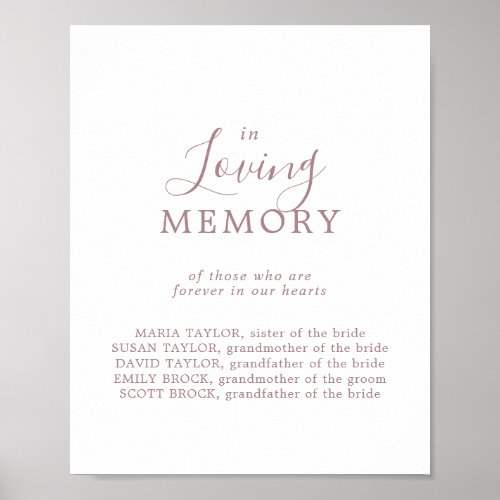 Minimal Rose Loving Memory Wedding Memorial Sign