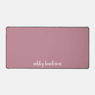 Minimal Rose Pink Monogram Full Name Desk Mat