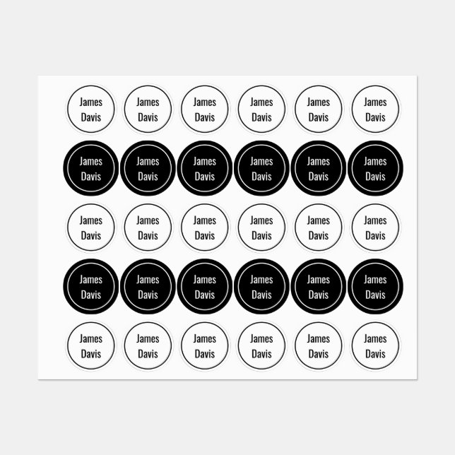 Minimal Round School Clothing Labels (Sheet)