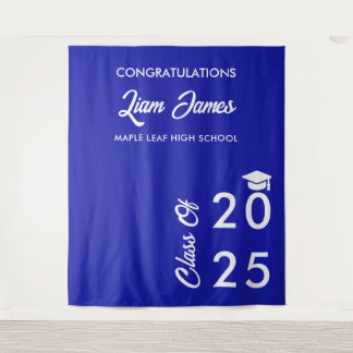 Minimal Royal Blue Graduation Photo Booth Backdrop