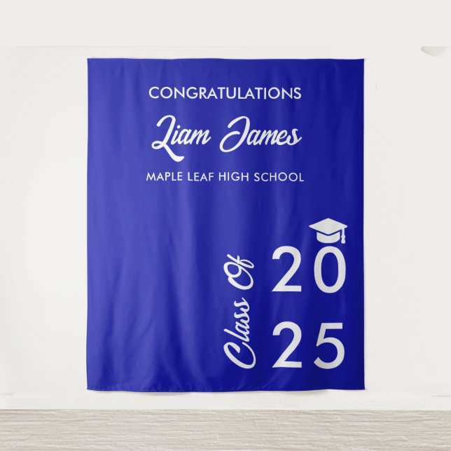 Minimal Royal Blue Graduation Photo Booth Backdrop (Front)