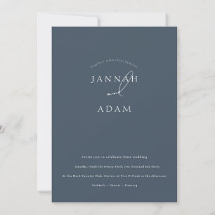 Minimal Royal Blue Opulence Script Photo Wedding Invitation