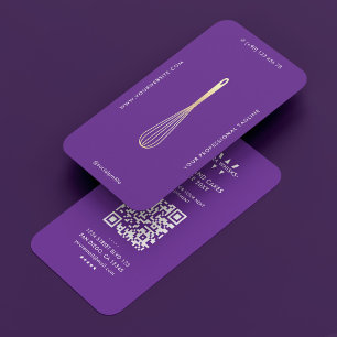 Minimal Royal Purple Baker Caterer Chef Whisk Business Card