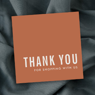 MINIMAL RUST BURNT ORANGE TERRACOTTA THANK YOU SQUARE BUSINESS CARD