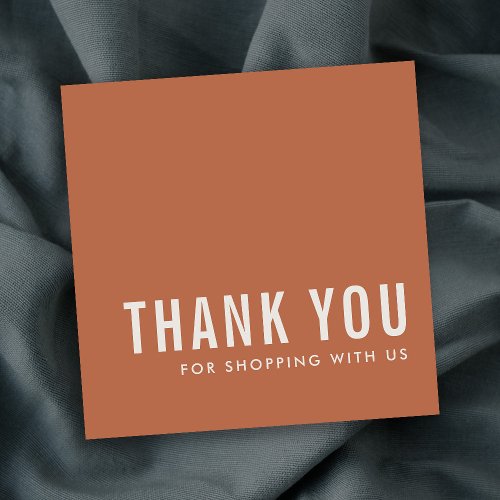 MINIMAL RUST BURNT ORANGE TERRACOTTA THANK YOU  SQUARE BUSINESS CARD