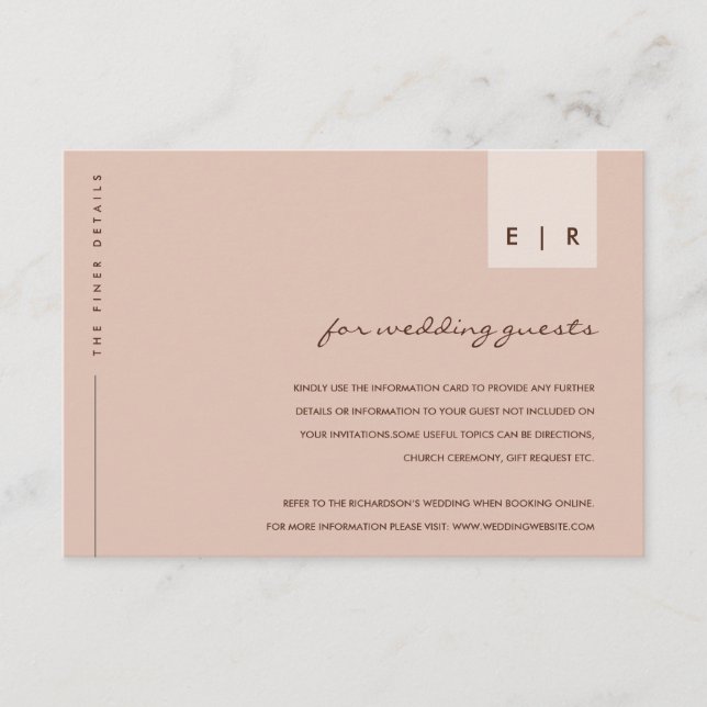 MINIMAL RUST PEACH TYPOGRAPHY WEDDING DETAILS ENCLOSURE CARD (Front)