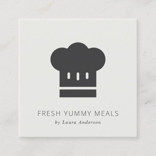 Minimal Rustic Black and White Chef Hat Catering Square Business Card