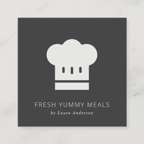 Minimal Rustic Black and White Chef Hat Catering Square Business Card