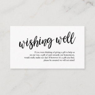 Minimal rustic black, Wedding Honeymoon Wish Enclosure Card
