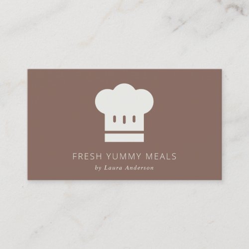 Minimal Rustic Brown Rust Chef Hat Catering Business Card