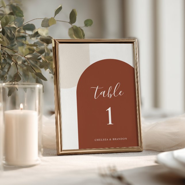 Minimal Rustic Burnt Orange Boho Arch Table Number (Creator Uploaded)