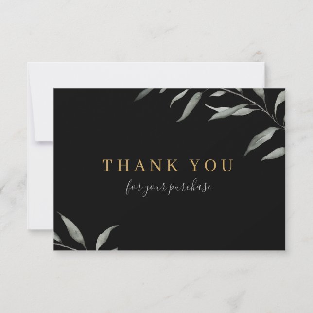 Minimal rustic greenery business logo thank you invitation (Front)