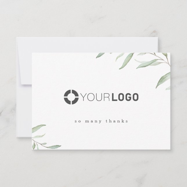 Minimal rustic greenery company logo business thank you card (Front)
