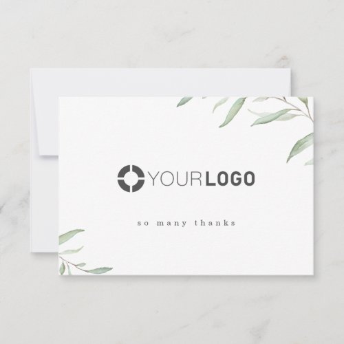 Minimal rustic greenery company logo business thank you card