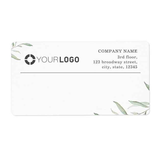 Minimal rustic greenery logo business shipping label (Front)