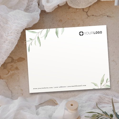 Minimal rustic greenery logo business Stationery Note Card