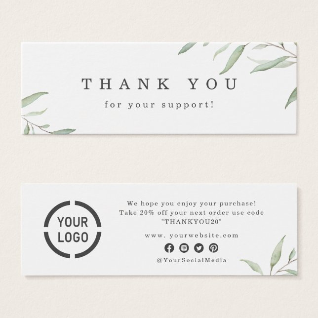 Minimal rustic greenery logo business thank you (Front & Back)