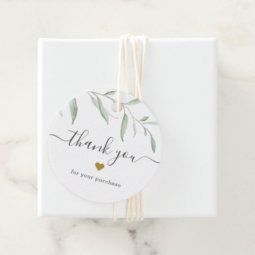 Minimal rustic greenery logo business thank you favor tags