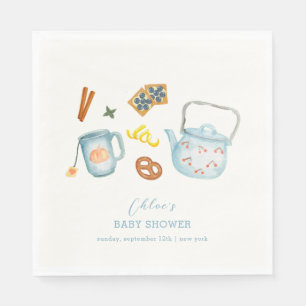 Minimal Rustic Par-Tea Cookie Baby Shower Napkins