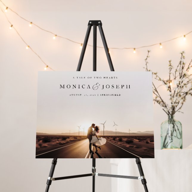 Minimal Rustic Photo Wedding Welcome Sign (In Situ (Stand))