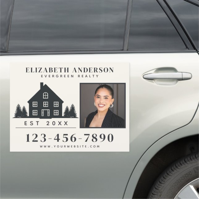 Minimal Rustic Real Estate Agent House Photo Car Magnet (In Situ)