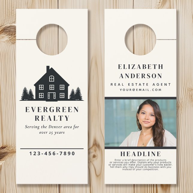 Minimal Rustic Real Estate Agent House Photo Door Hanger (Creator Uploaded)