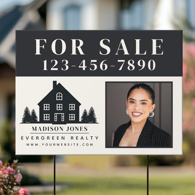 Minimal Rustic Real Estate Agent House Photo Sign (Creator Uploaded)