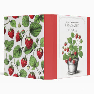 Minimal Rustic Strawberry Sketch by CallisC Arts ⭐ 3 Ring Binder