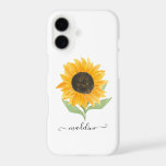 Minimal Rustic Sunflower Personalized Name Script iPhone 17 Case<br><div class="desc">Minimal Rustic Sunflower Personalized Name Script iPhone 17 Case</div>