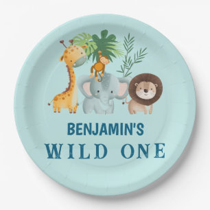 Minimal Safari Wild One birthday party Paper Plates