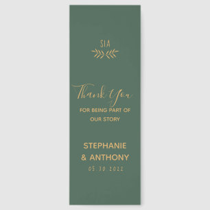 Minimal Sage and Gold Branch Calligraphy Wedding   Bookmarks