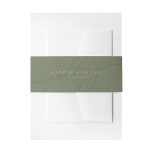 Minimal Sage Clean Simple the wedding of monogram Invitation Belly Band