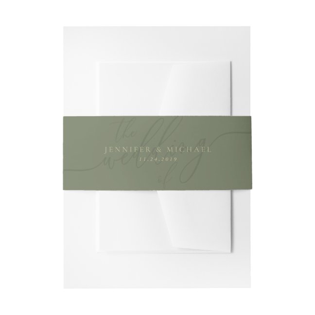 Minimal Sage Clean Simple the wedding of monogram Invitation Belly Band