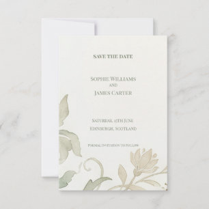 Minimal Sage Floral Save The Date Card