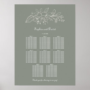Minimal Sage Green 8 Tables Wedding Seating Chart