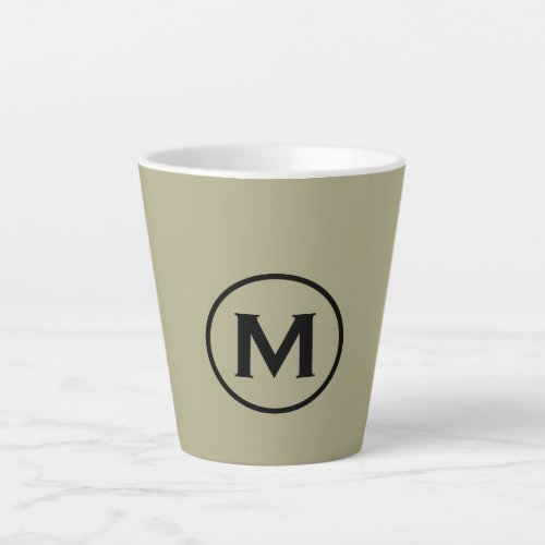 Minimal Sage Green Black Classic Monogram Latte Mug