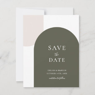 Minimal Sage Green Boho Arch Rustic Script Wedding Save The Date