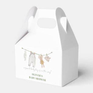 Minimal Sage Green Boho Boy Clothes Baby Shower  Favor Boxes