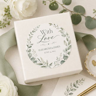 Minimal Sage Green Botanical Wedding Favor labels