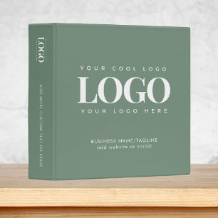 Minimal Sage Green Business Company Custom Logo 3 Ring Binder