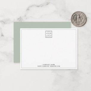 Minimal Sage Green Business Logo Company Name Note Card